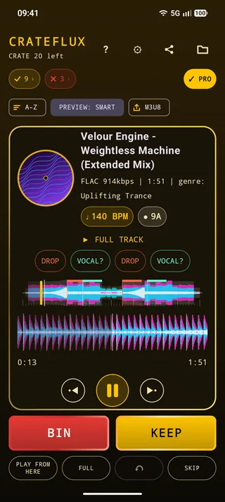 CrateFlux in the Gold theme