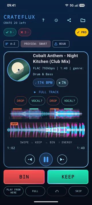 CrateFlux in the Ice theme